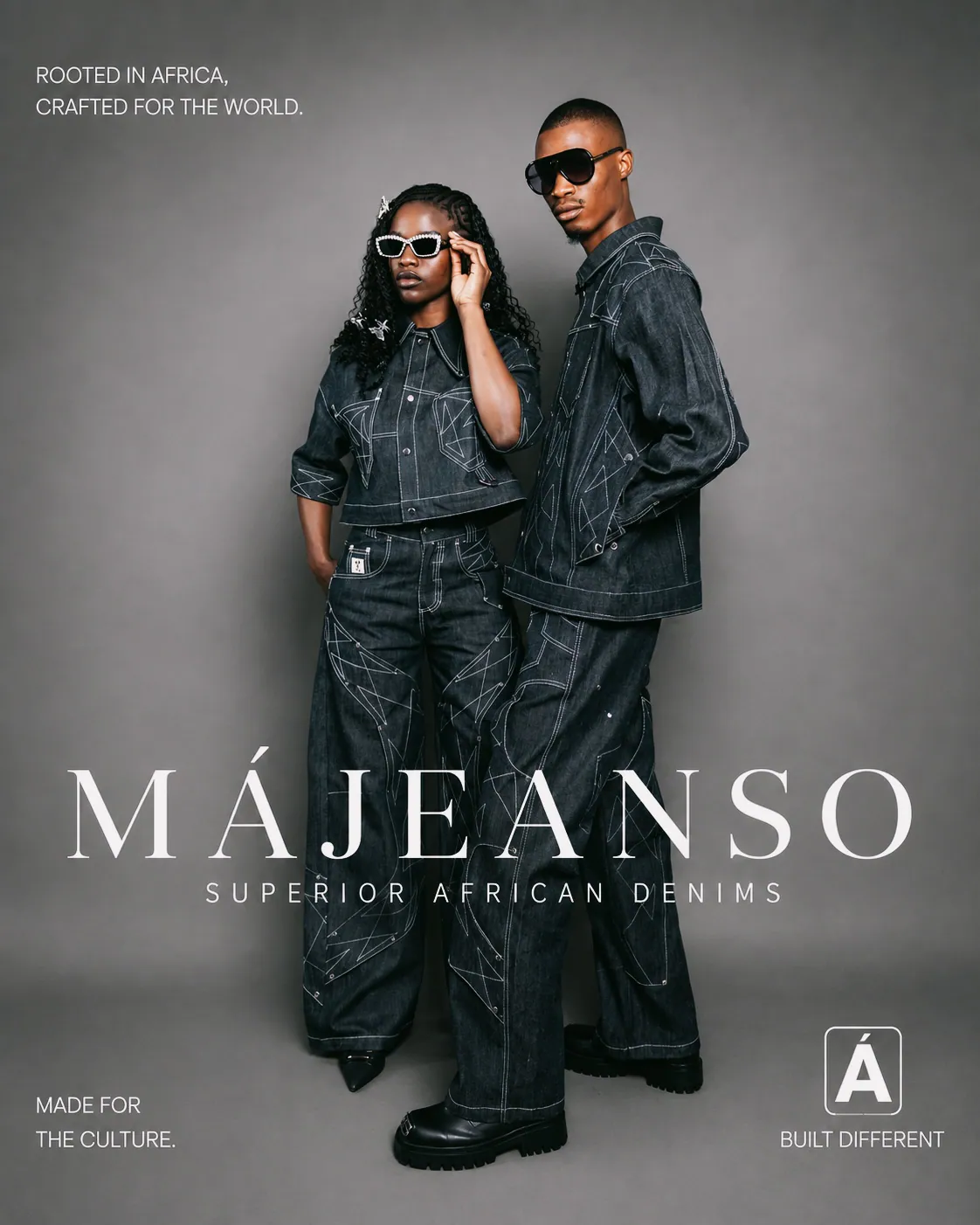 MAJEANSO duo in matching structured denim