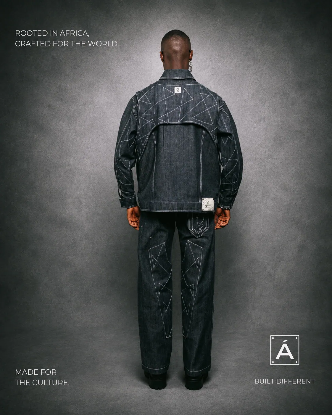 Back view of the MAJEANSO denim uniform